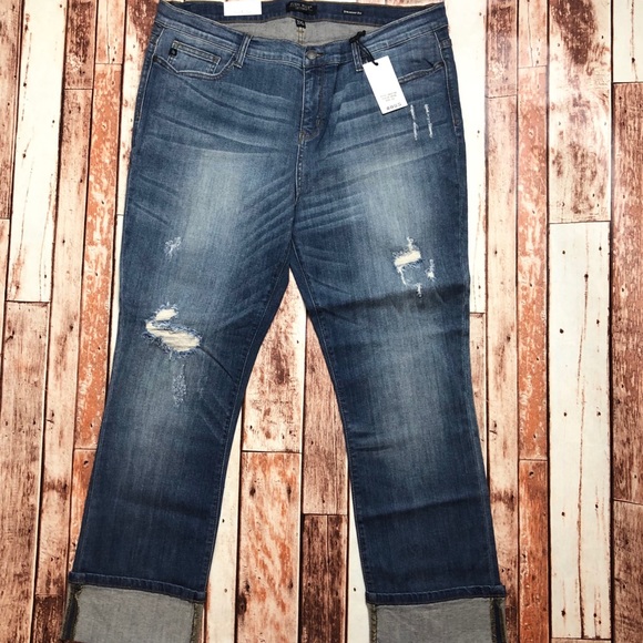 Last 1! Size 16 Judy Blue Cropped Distressed Jeans - Picture 3 of 8